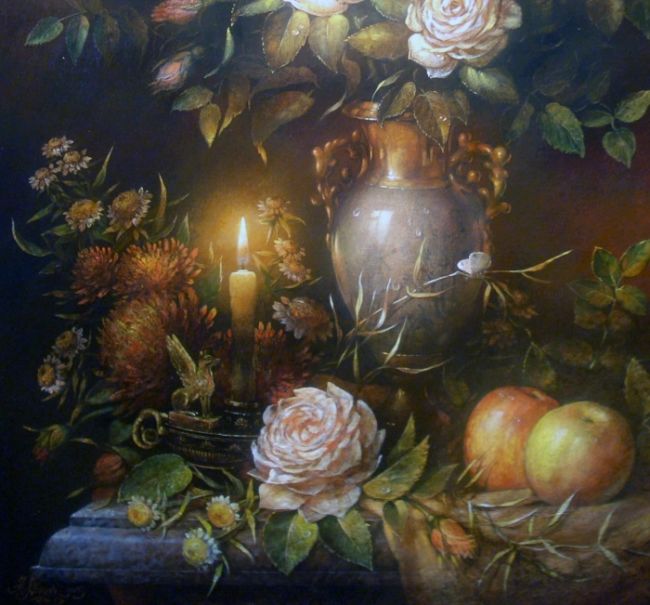 Натюрморт со свечой(вариант, фрагмент